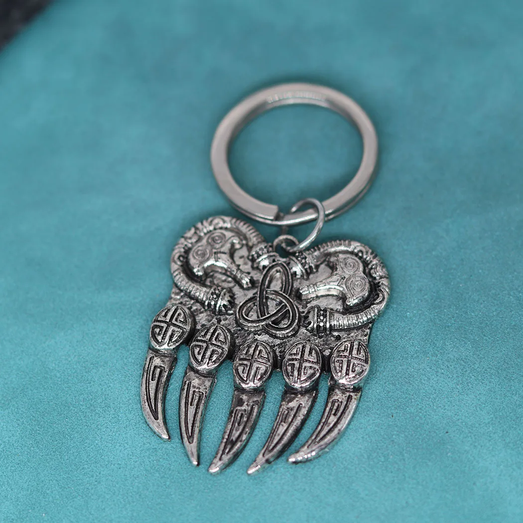 Viking Beer Paw Trinity Knoop Berserker Hanger Sleutelhanger Voor Mannen Vrouwen Slavische Heidense Norse Amulet Runen Sieraden Talisman Cadeau