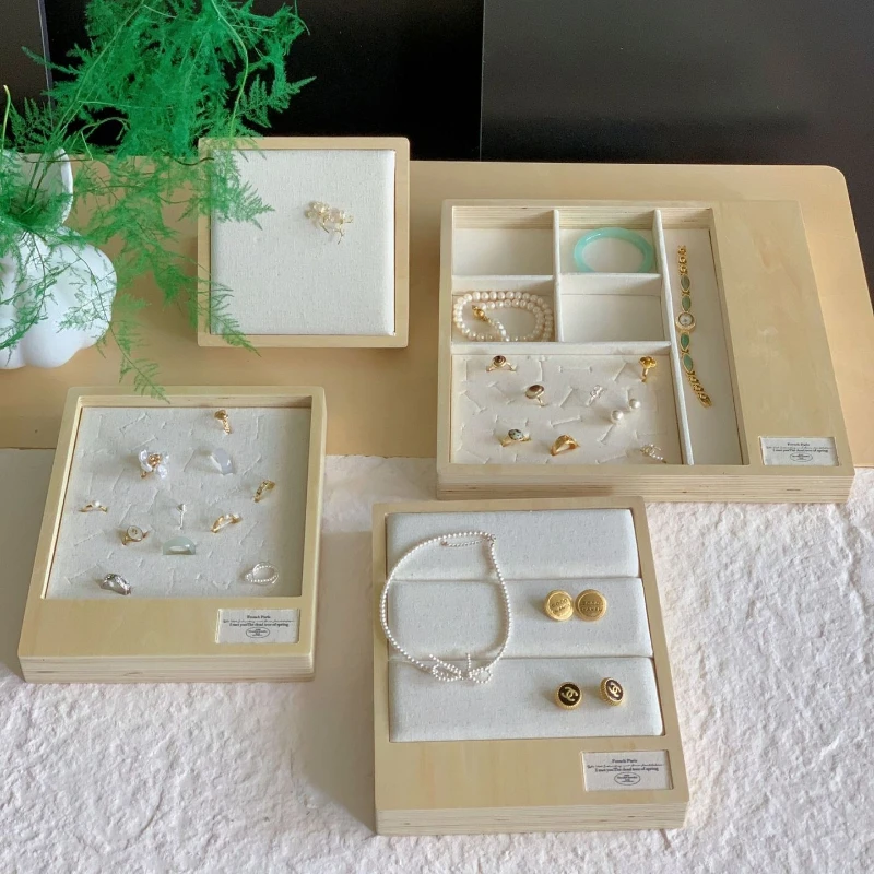 

Wooden Jewelry Tray Rings Earring Display Pallet Bracelet Necklace Storage Tray Household Jewellery Trinket Organizer Pallet