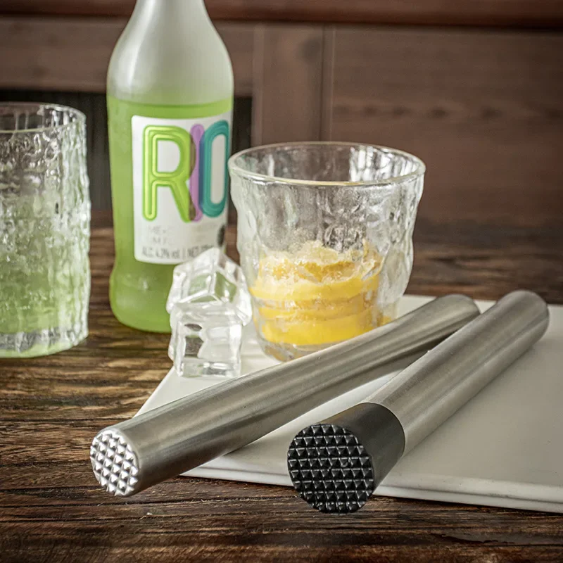 الفولاذ المقاوم للصدأ سحق الجليد المطرقة متعددة الوظائف المصاصة العصي كوكتيل أفرط عصا الفاكهة الليمون الخالط مدقة أدوات البار #4