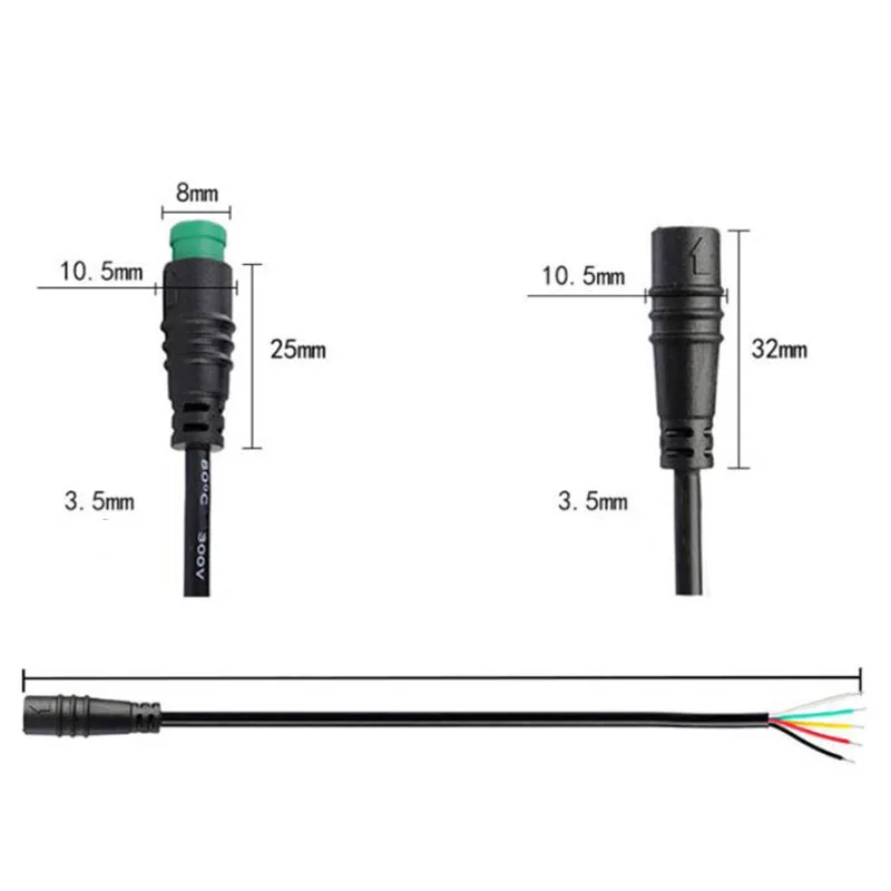 M8 2 3 4 5 6 8 pines 1M Sensor de velocidad de bicicleta eléctrica macho a hembra M/F Cable conector de extensión bicicleta eléctrica impermeable