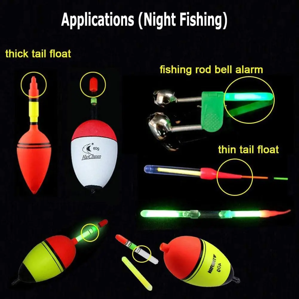 Immagine 3: 100/200PCS Lucciole Fluorescente Lightstick Luce Galleggiante Da Pesca Asta Luci Bagliore Scuro Bastone Utile Pesca Fluorescente Lightstick