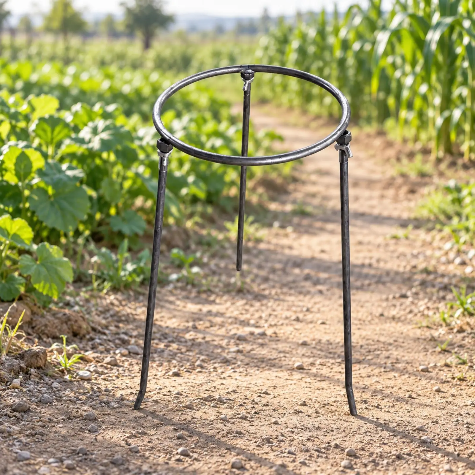 Free Standing Industrial Bag Support Frame with 7mm Thick Rod for Grain Sack Filling Work