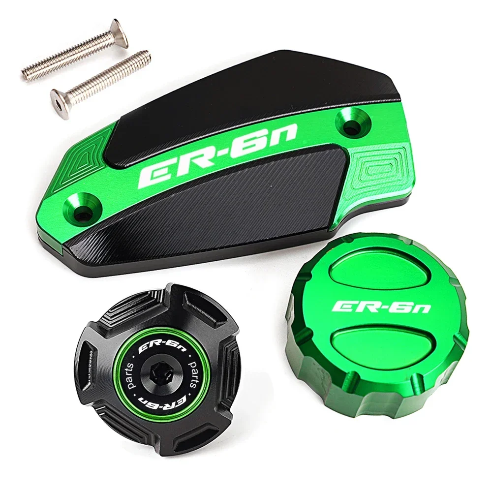 For Kawasaki ER-6N ER-6F ER6N ER6F Motorcycle Front Rear Brake Fluid Reservoir Cover Engine Oil Filler Cap Protector Accessories