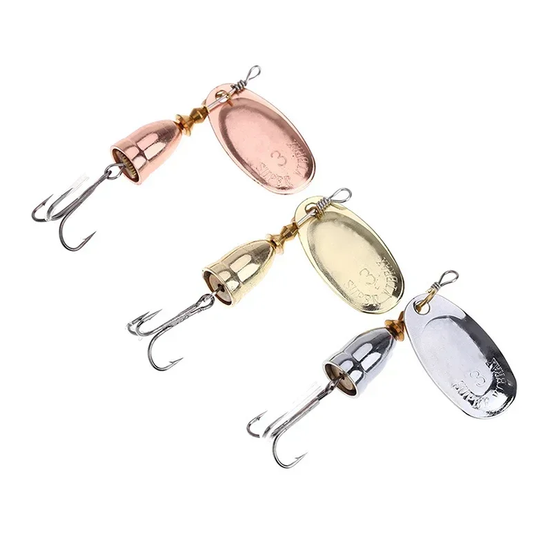 1PC Blade Rotating Spinner Metal Lure Brass Hard Artificial Spoon Bait Copper Freshwater Creek Trout Fishing Tackle