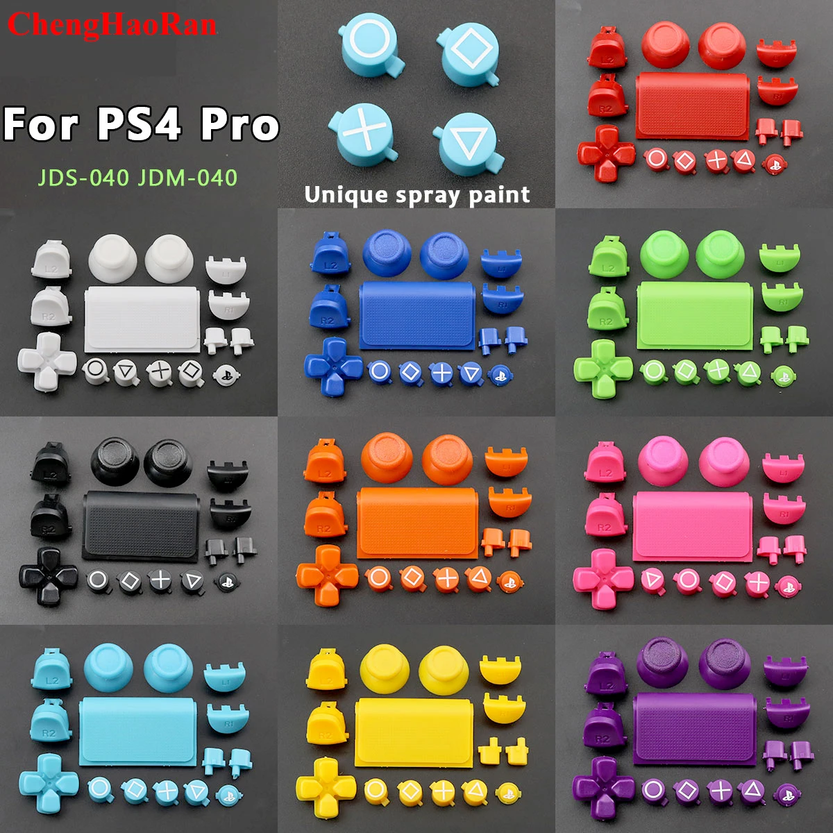 1 zestaw pełnych joysticków D pad Button R1 L1 R2 L2 Direction Key ABXY Buttons JDS-040 dla PS4 Pro Slim Controller Components