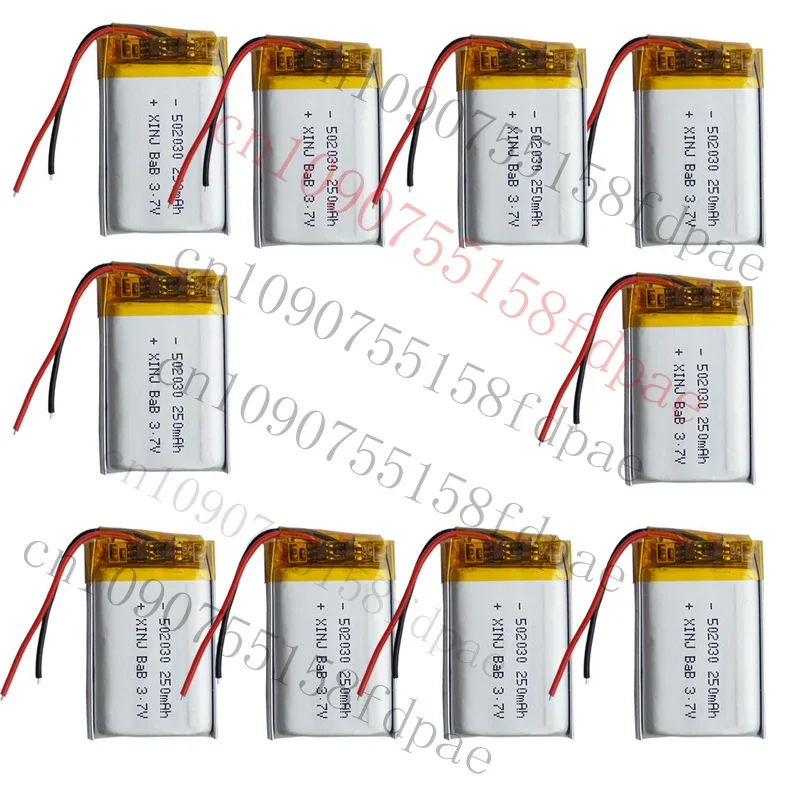 

OK 10pcs 3.7V 250mAh 0.925Wh Li Battery Li-ion 502030 Cell For GPS CDR 849 Camera