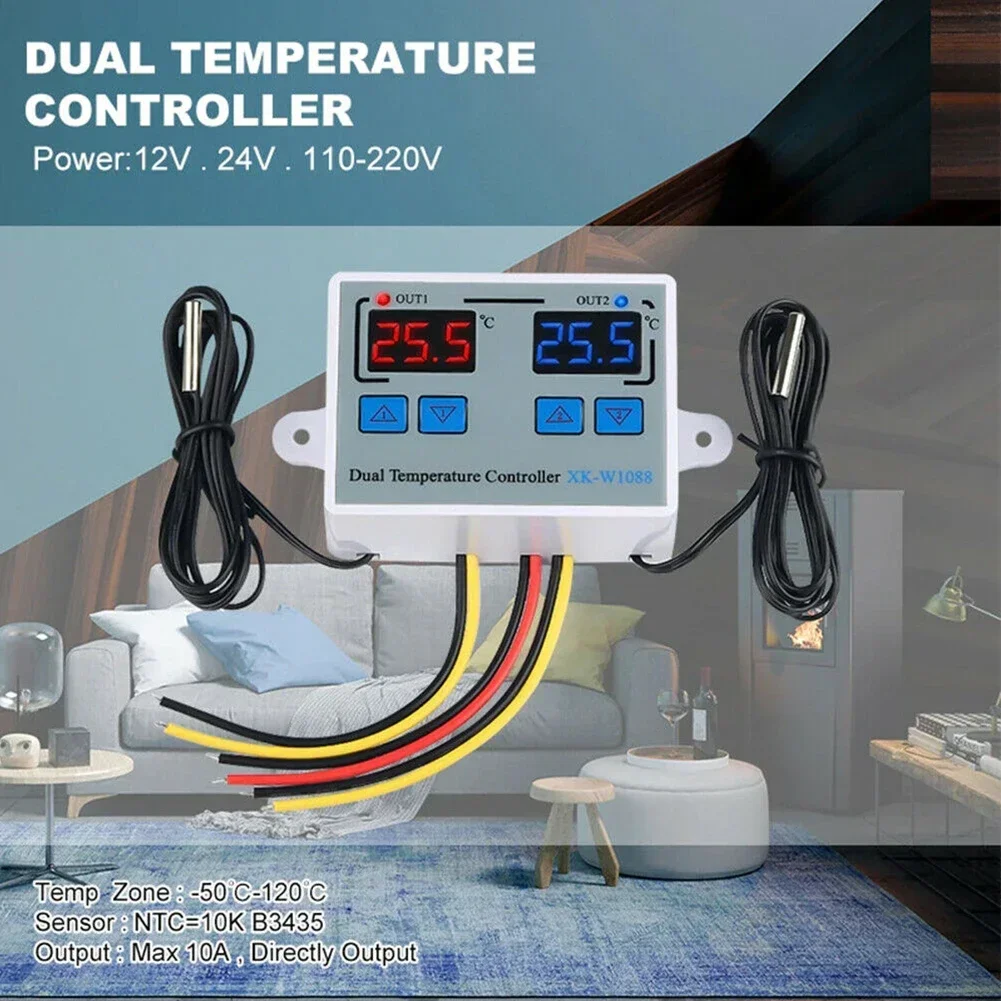 Xkw1088 Digitale Thermostaat Temperatuurregelaar Met Dubbele Relaisuitgang Nauwkeurige Temperatuurregeling Eenvoudig Gemaakt