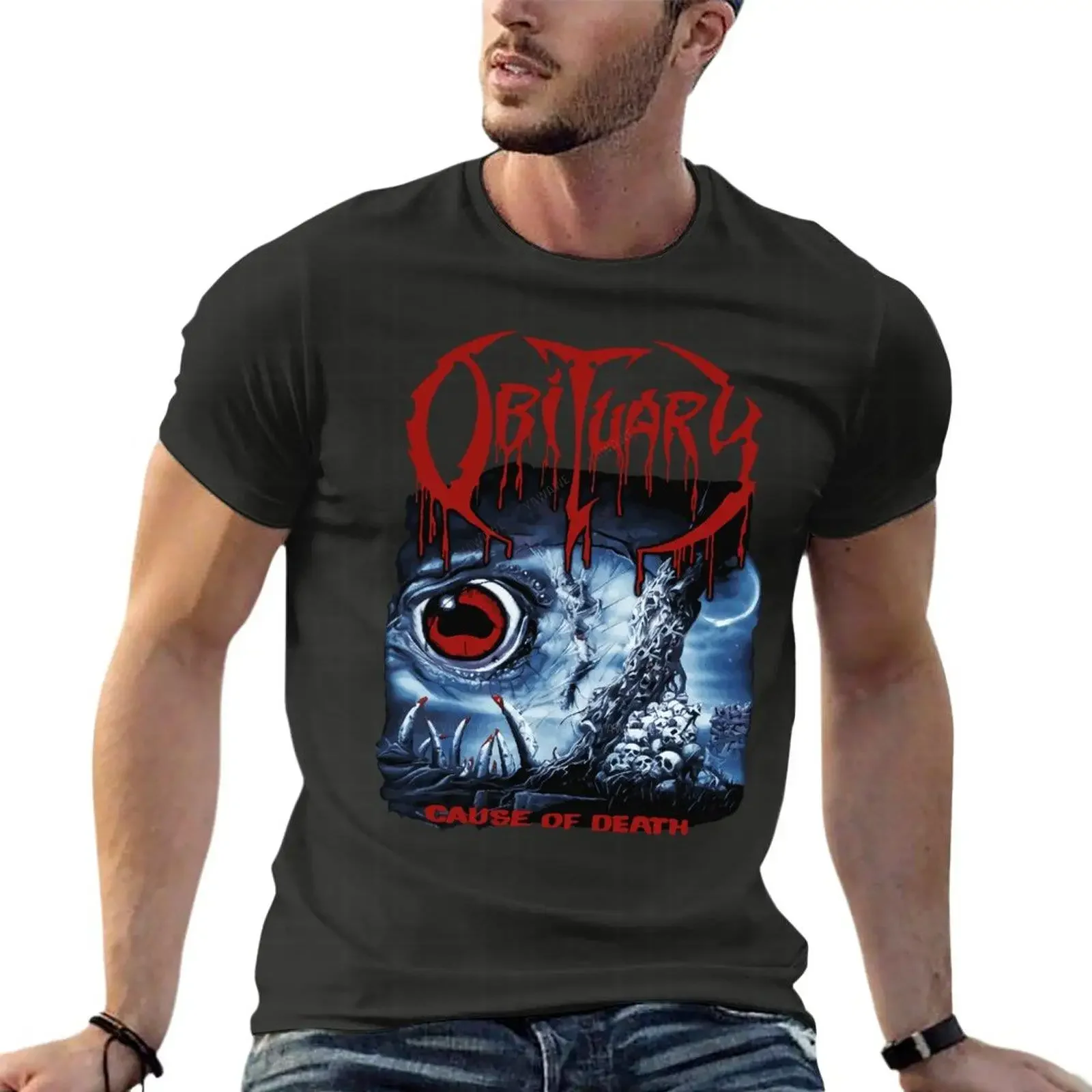 Obituary Cause Of Death Oversized T-Shirt Branded Mens Clothes  Cotton Streetwear Large Size Tops Tee