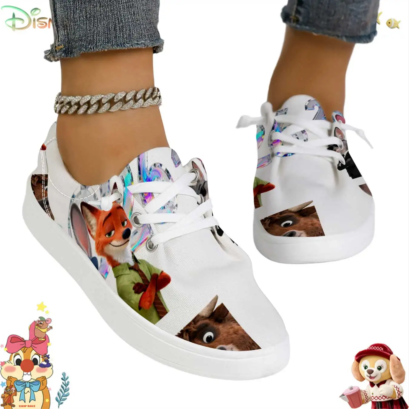 

：Disney Zootopia Nick & Judy Print Women's Low-top Casual Sneakers