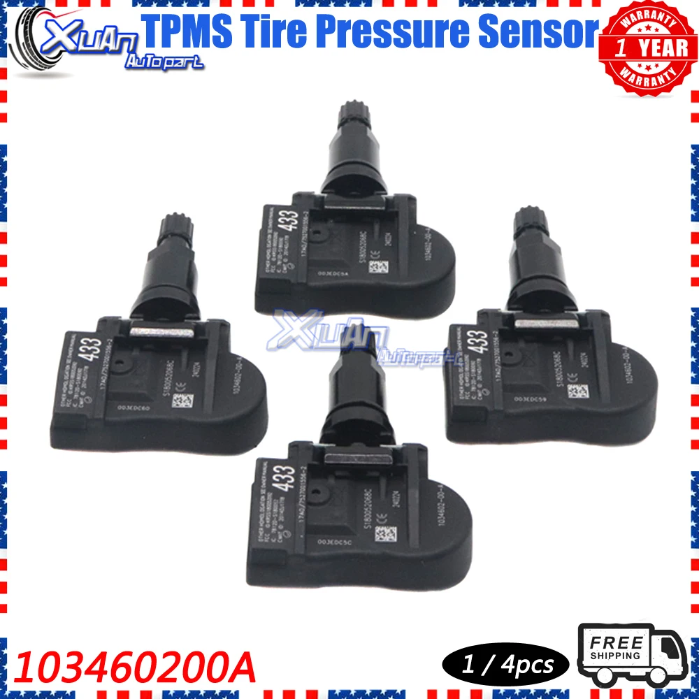 

XUAN Car TPMS Tire Pressure Sensor Monitoring System 103460200A For Tesla Model 3 S X 2015-2022 433Mhz 1034602-00-A