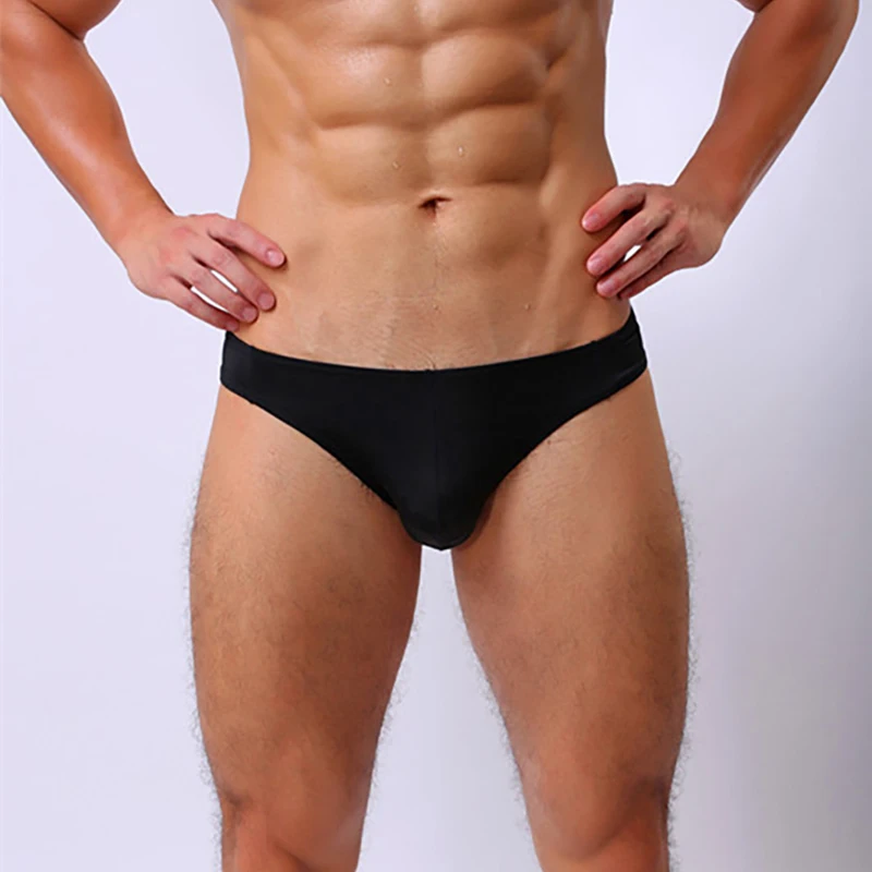 Ultra-thin Seamless Ice Silk Men Thong Underwear Sexy Male U Pouch T-back Panties G-string Man Low Rise Mini Briefs Underpants