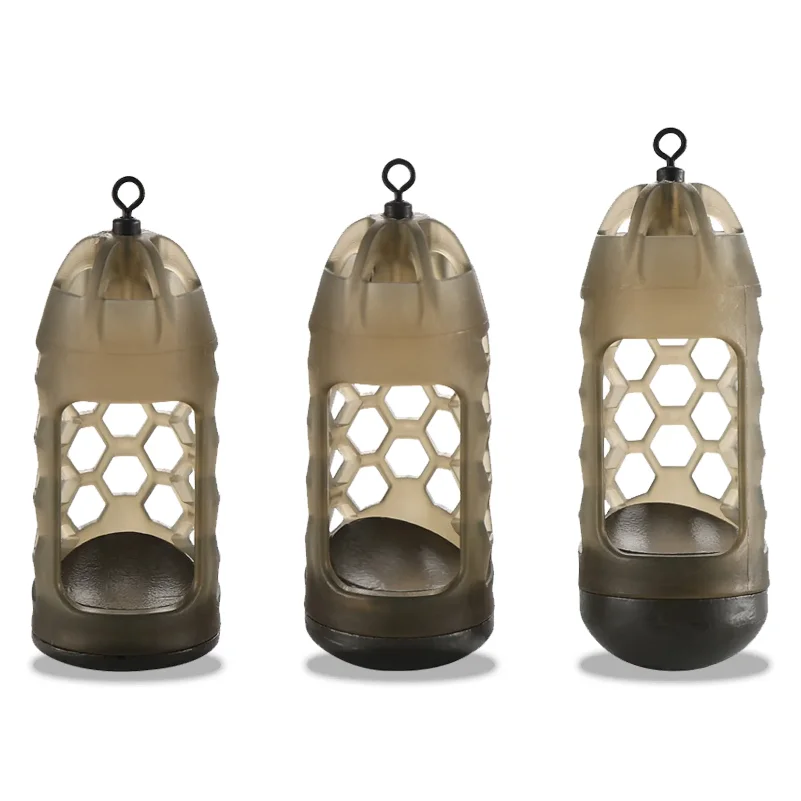 3pcs Weighted Fishing Feeder Cage 30/40/50g Carp Fishing Bait Cage, High-Density Polymer, Freshwater & Saltwater