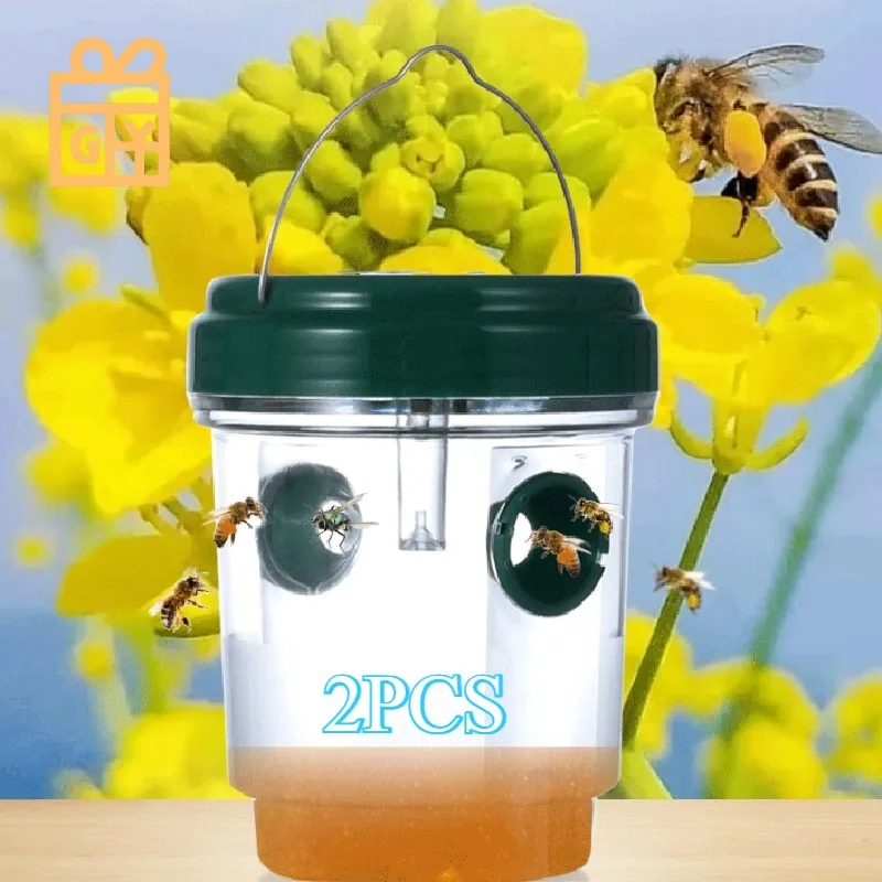 

2 Wasp Catching Solar-powered Solar Powered Fruit Fly Trap Orchard Bee Trap Insect Fruit Fly Reusable Garden Supplies Tools
