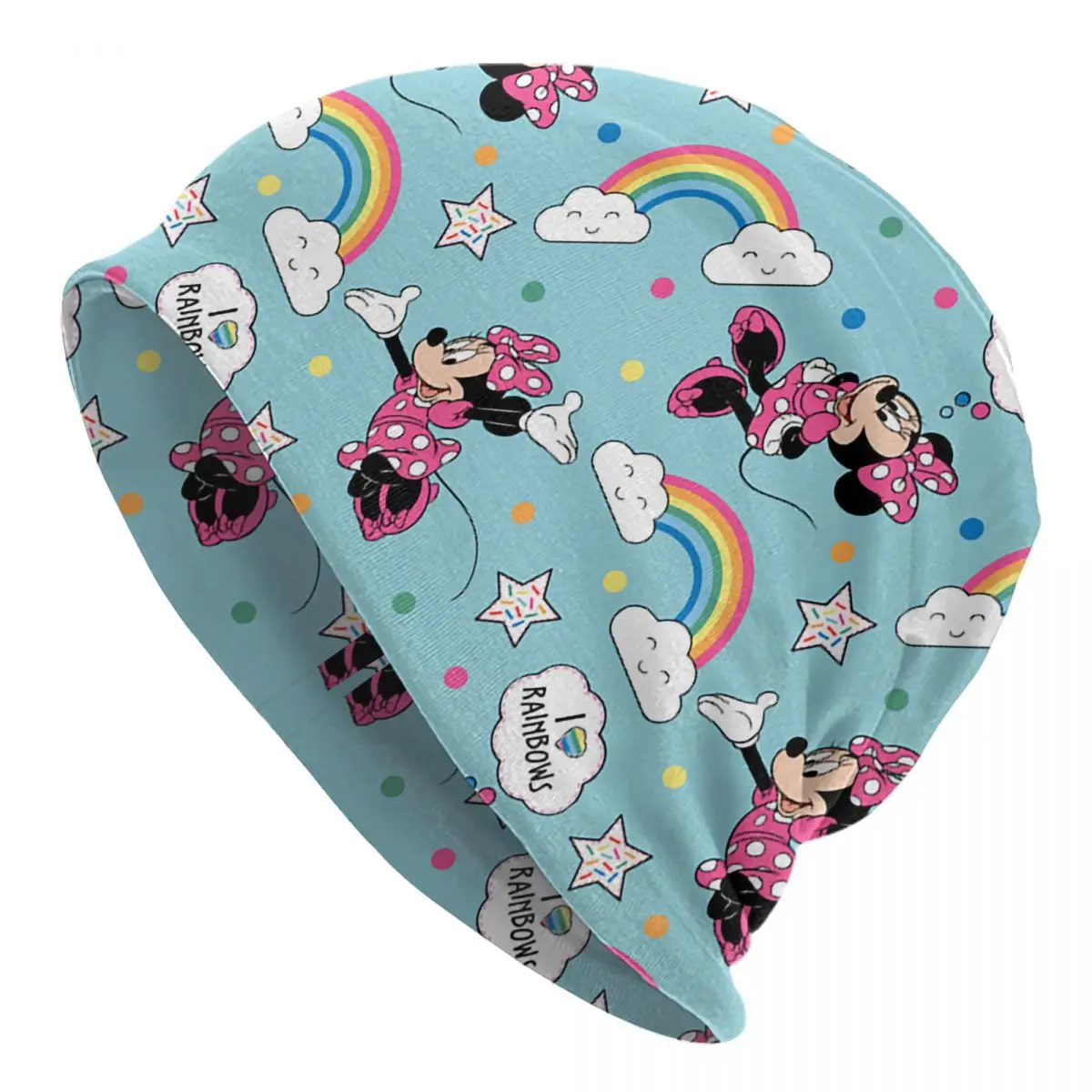 

Микки и Минни Маус любовь радуга капот шляпа осень зима уличные шапочки Skullies шапка для мужчин женщин весенние многофункциональные кепки