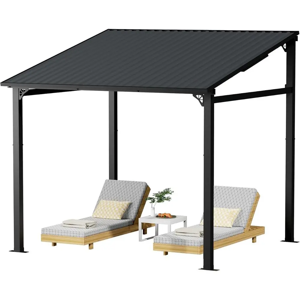8' x 8' Outdoor Hardtop Gazebo with Galvanized Steel Roof, Ideal for Patios and Backyards