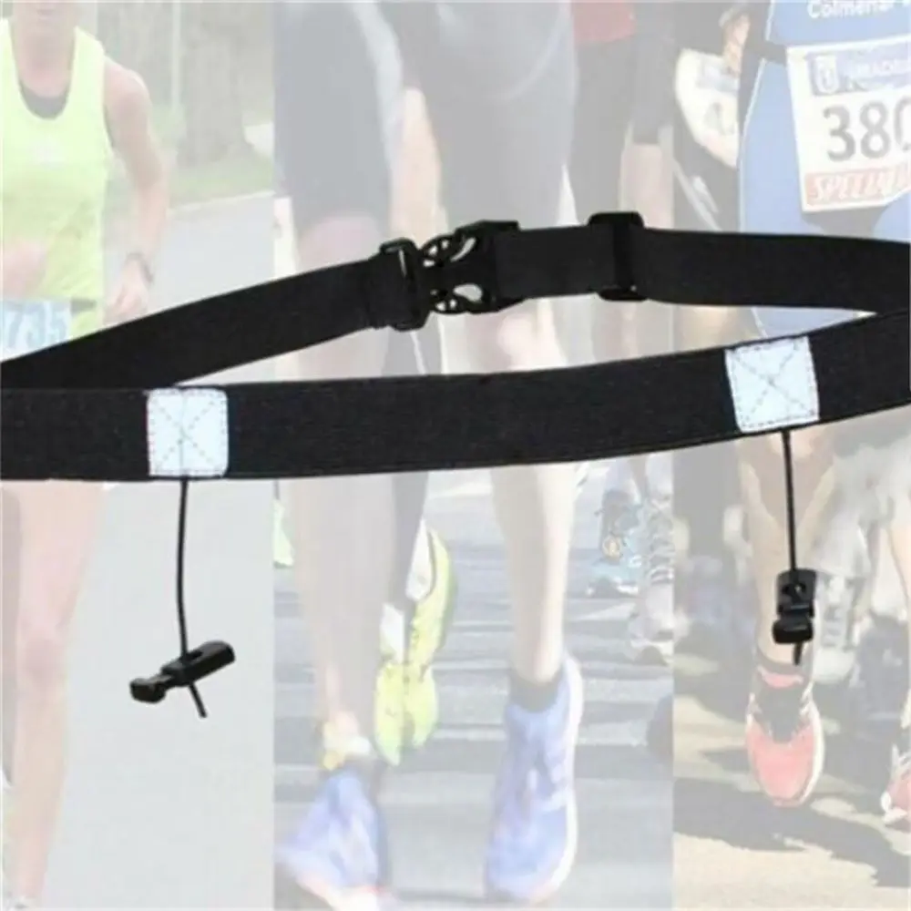Wysokiej jakości poliestrowy pas do biegania z numerem Wielokolorowy pas unisex do maratonów Regulowany uchwyt żelowy Wsparcie talii — zdjęcie 5