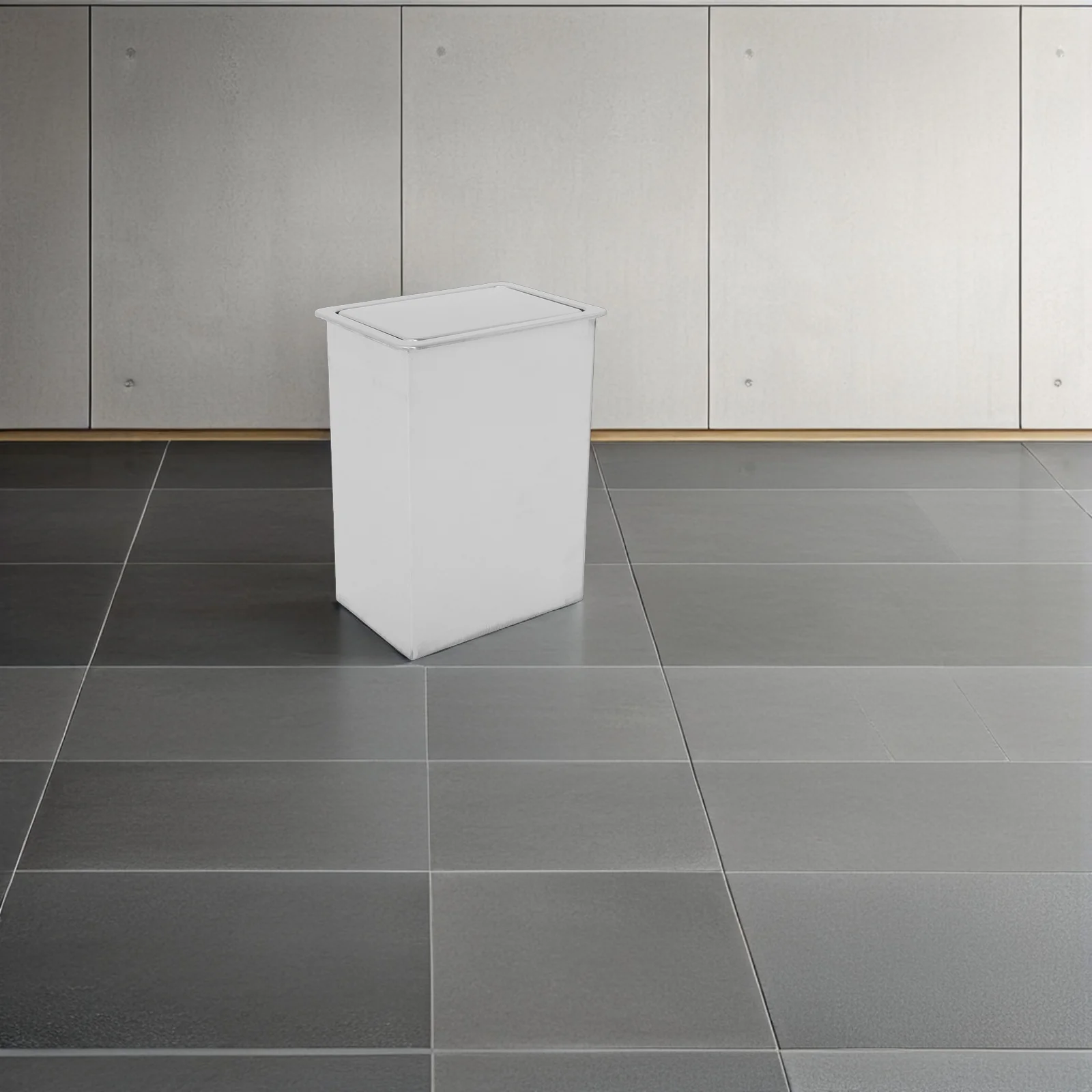 

1Set Stainless Steel Drop in Trash Can Countertop Embedded Swing Lid Built-in Kitchen Bathroom Waste Bin Countertop Trash Bin