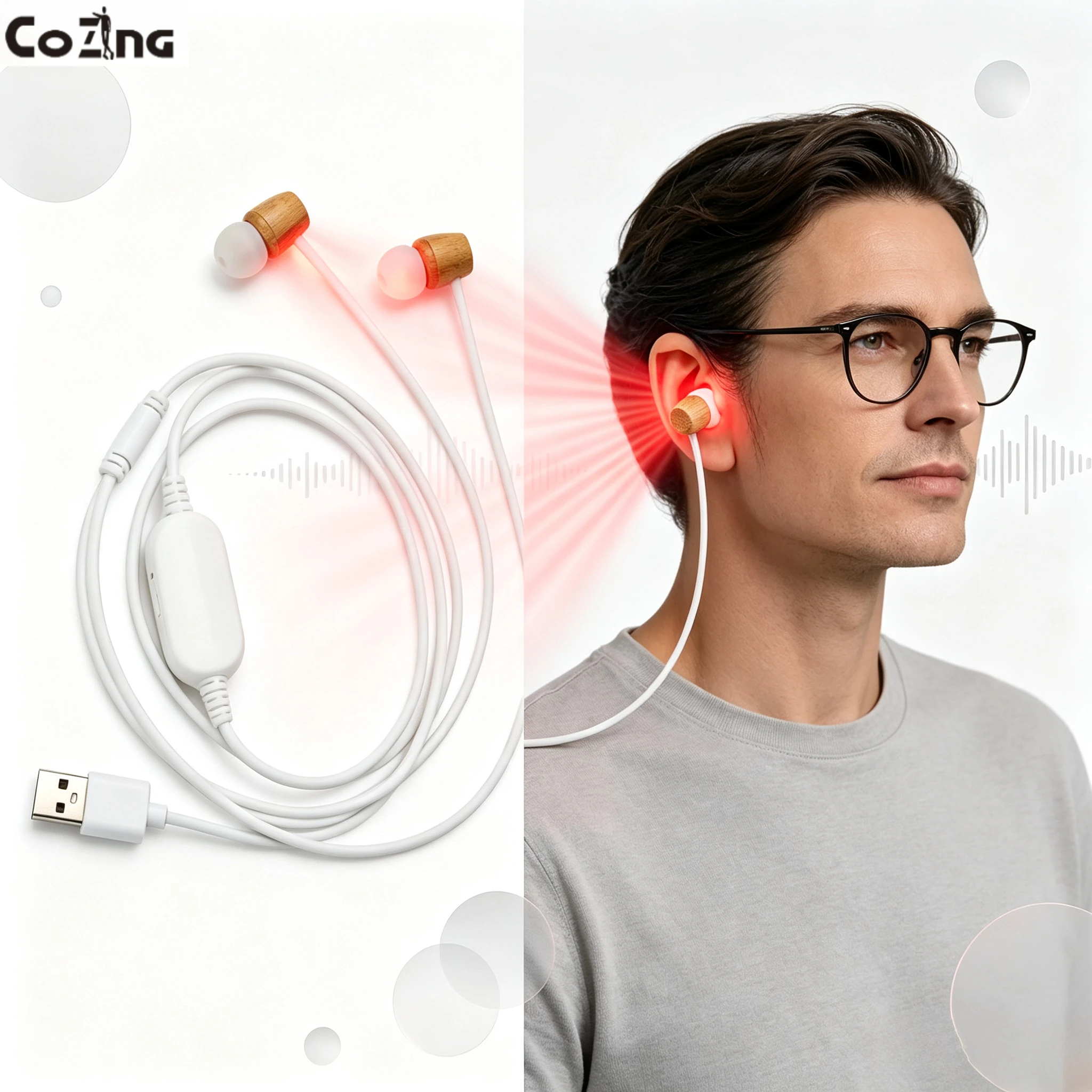 650nm Red Laser LLLT Ear Device for Tinnitus, Hearing Loss, High Blood Pressure, Diabetes, and Better Sleep