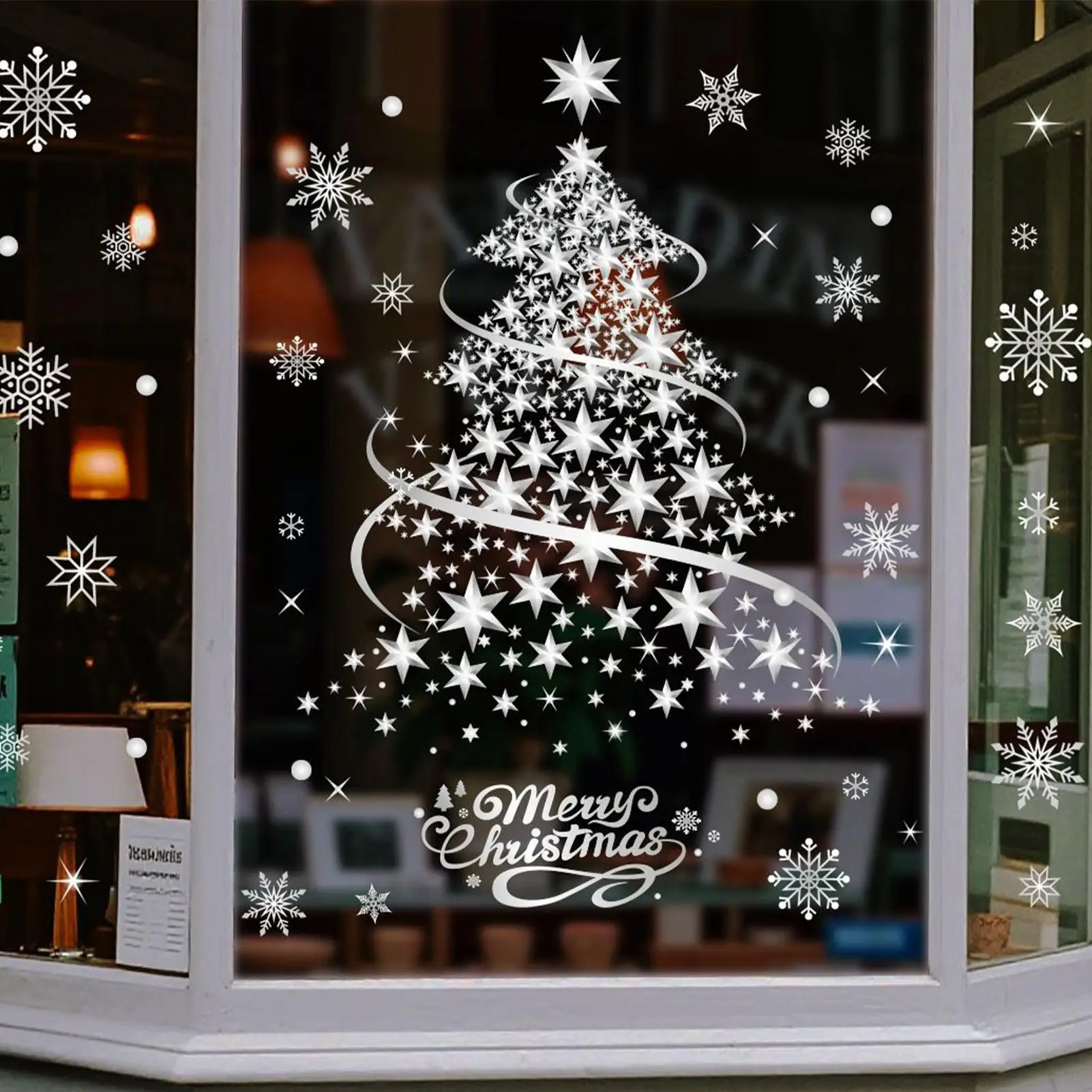 Weihnachtsbaum-Aufkleber, 2 Blatt, wiederverwendbarer Aufkleber, statischer Weihnachtsbaum, Fensteraufkleber für Zuhause, Party, Glastür, Wand