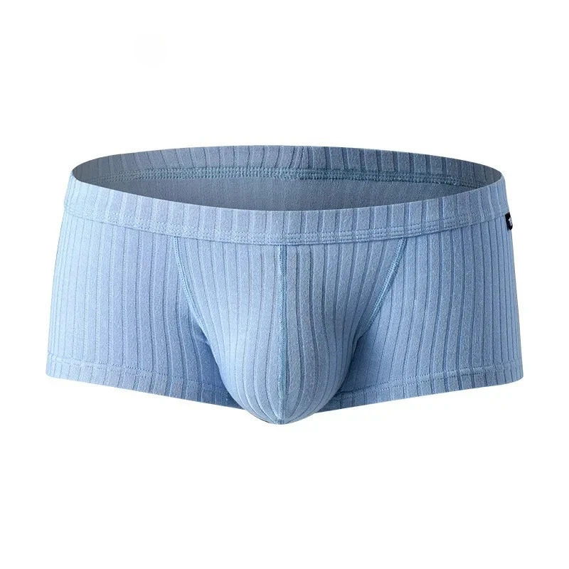 

Ribbed Bulge Boxer Briefs for Men Fashion Single Layer Sexy U Convex Pouch Breathable Sweat Absorb Sports Trunks Male Underpants