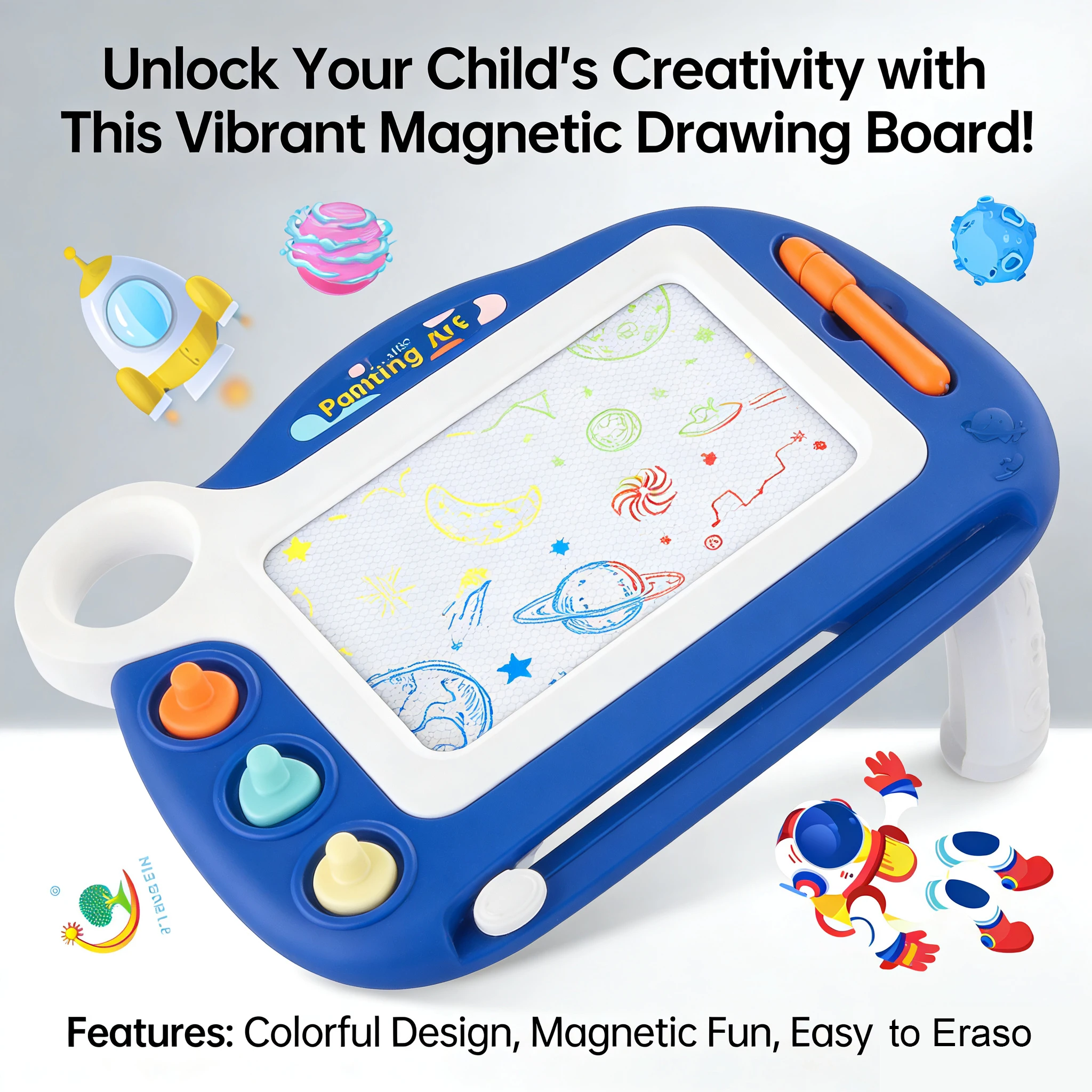 Children's Multifunctional Magnetic Drawing Board with Space Theme, Erasable Doodle Table, Early Education Educational Toy for Boys and Girls view 3