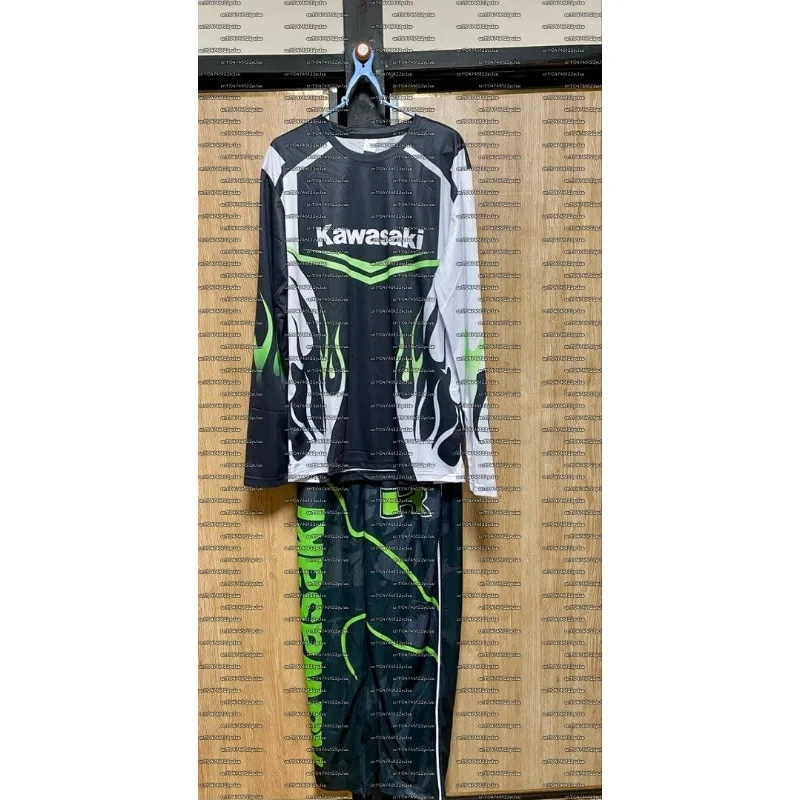 

Kawasaki Off Road Мотоциклетная одежда Мотокросс Джерси с длинными рукавами и брюки Комплект снаряжения MX ATV Байк Костюм Дышащий комплект