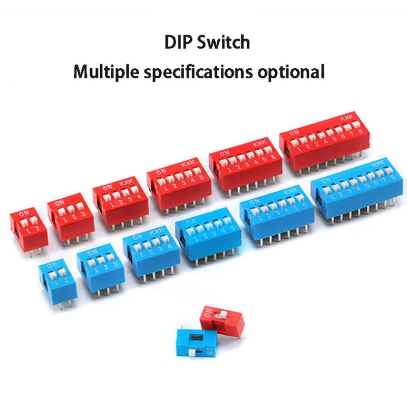 

5 Pc DIP Switch Pull Code Switch Address Switch 2 Pin 1 3 4 5 6 8 Bit 2.54mm Red And Blue Digital Switch Overclocking Switch