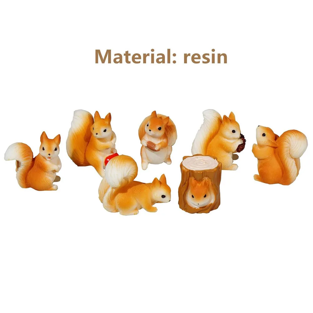 7Pcs Resin Miniature Squirrel Figurines Mini Forest Animal Figures for DIY Micro Moss Landscape Diorama Fairy Garden Craft - Detail 1