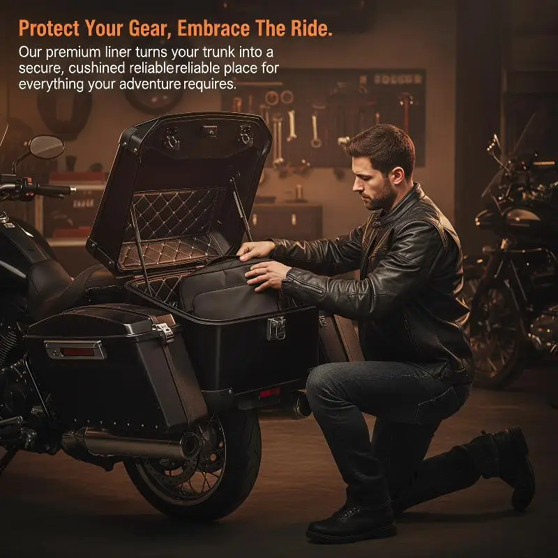 【CR】Motorbike Underseat Storage Liner Waterproof Quilted PU Leather With Multi Pocket Non-slip for Motorcycle Cargo Storage 4