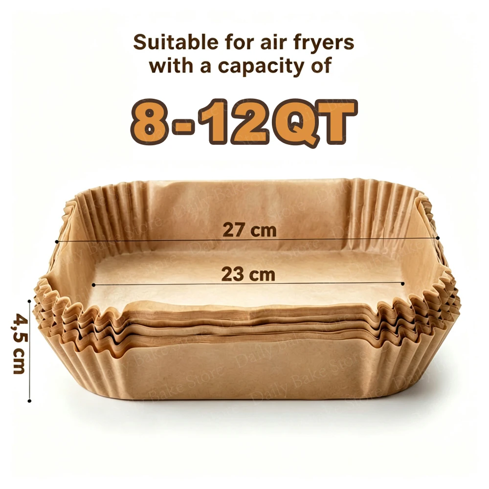 Large Air Fryer Disposable Tray Fits 8-12QT, 23-27cm Baking Paper for CHEFMAN 8QT/10QT/12QT, Instant Pot 10QT AirFryer & More