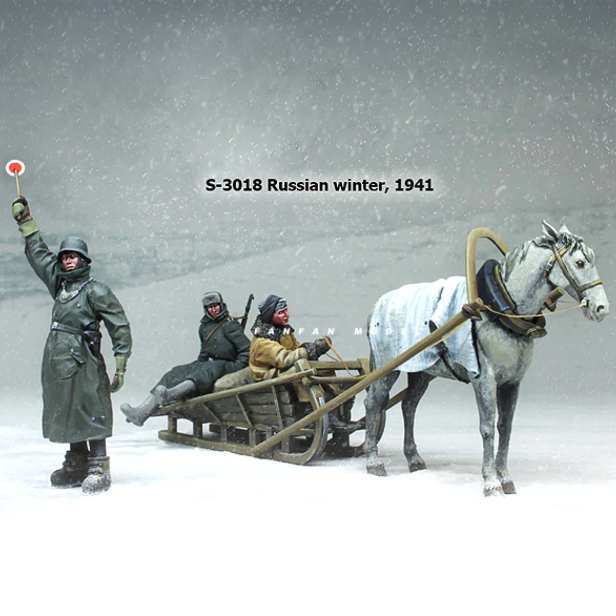 1/35 Resin-Soldatenmodell GK – Russischer Winter (3 Personen, Pferd und Schlitten) – unmontierter und unbemalter Bausatz 885R