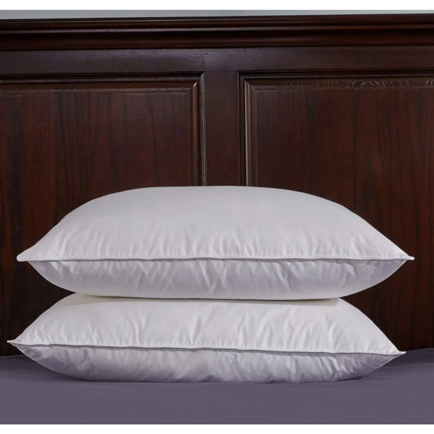 Natural White Goose Feather Down Pillow Egyptian Cotton Cover 500 Fill Power King Size Set of 2