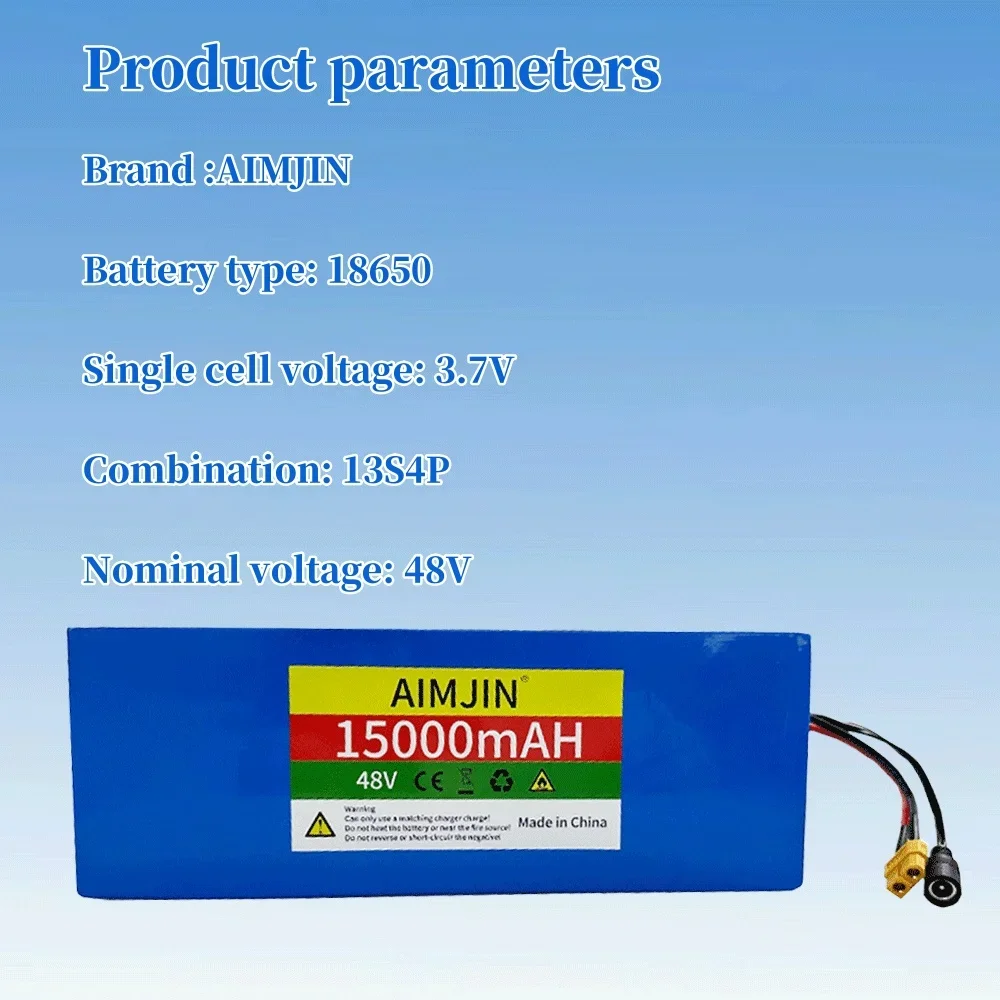 ترقية حديثا 48 فولت 15AH 18650 بطارية ليثيوم 13S4P عالية الطاقة 500 واط بطاريات سكوتر 54.6 فولت 15000 مللي أمبير بطارية قابلة للشحن
