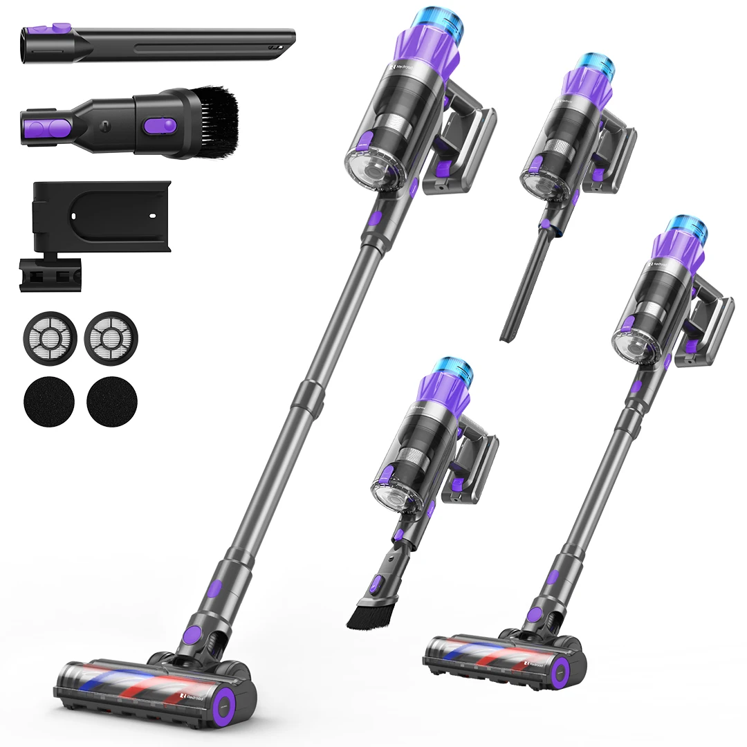 Aspiradora inalámbrica RedKey P9 Pro 650 W con potencia de succión de 75 kPa y 70 minutos de autonomía. Aspiradora vertical versátil para