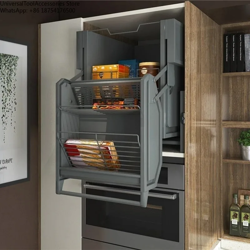 

Double Pull-down Cabinet Lifter Basket Kitchen Storage 2nd Floor Pantry Shelf Cabinet Pull out Organizer for Cupboards