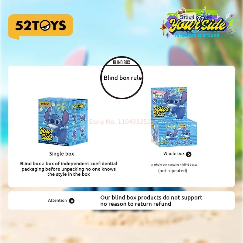 52 giocattoli Disney Stitch By Your Side Series Blind Box Cute Fashion Mystery Box Anime Figure Collezione di giocattoli mobili Regalo di giocattoli