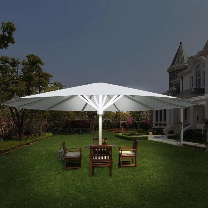 jj-Large Luxury Starlight Umbrella with LED Light/ Bluetooth Cafe Swimming Pool Garden Outdoor Sun Shading Parasol Umbrella