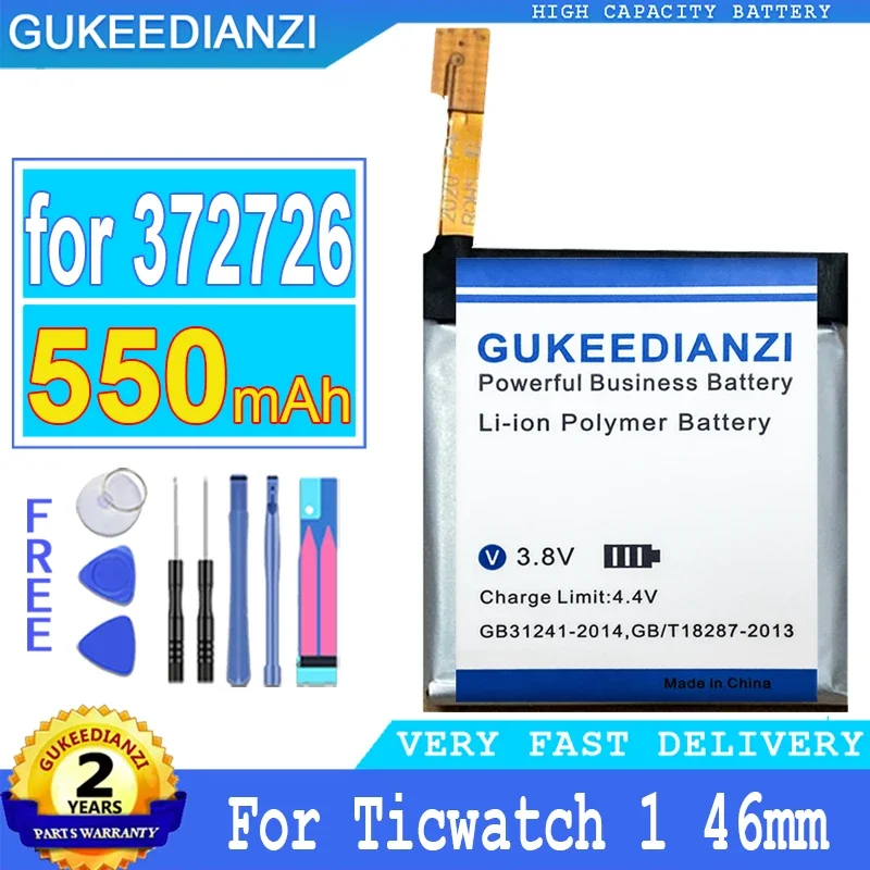 GUKEEDIANZI Battery 372726 SP372728SE for Ticwatch 1 2 E S, for Ticwatch 1 for Ticwatch2 46mm Batteria