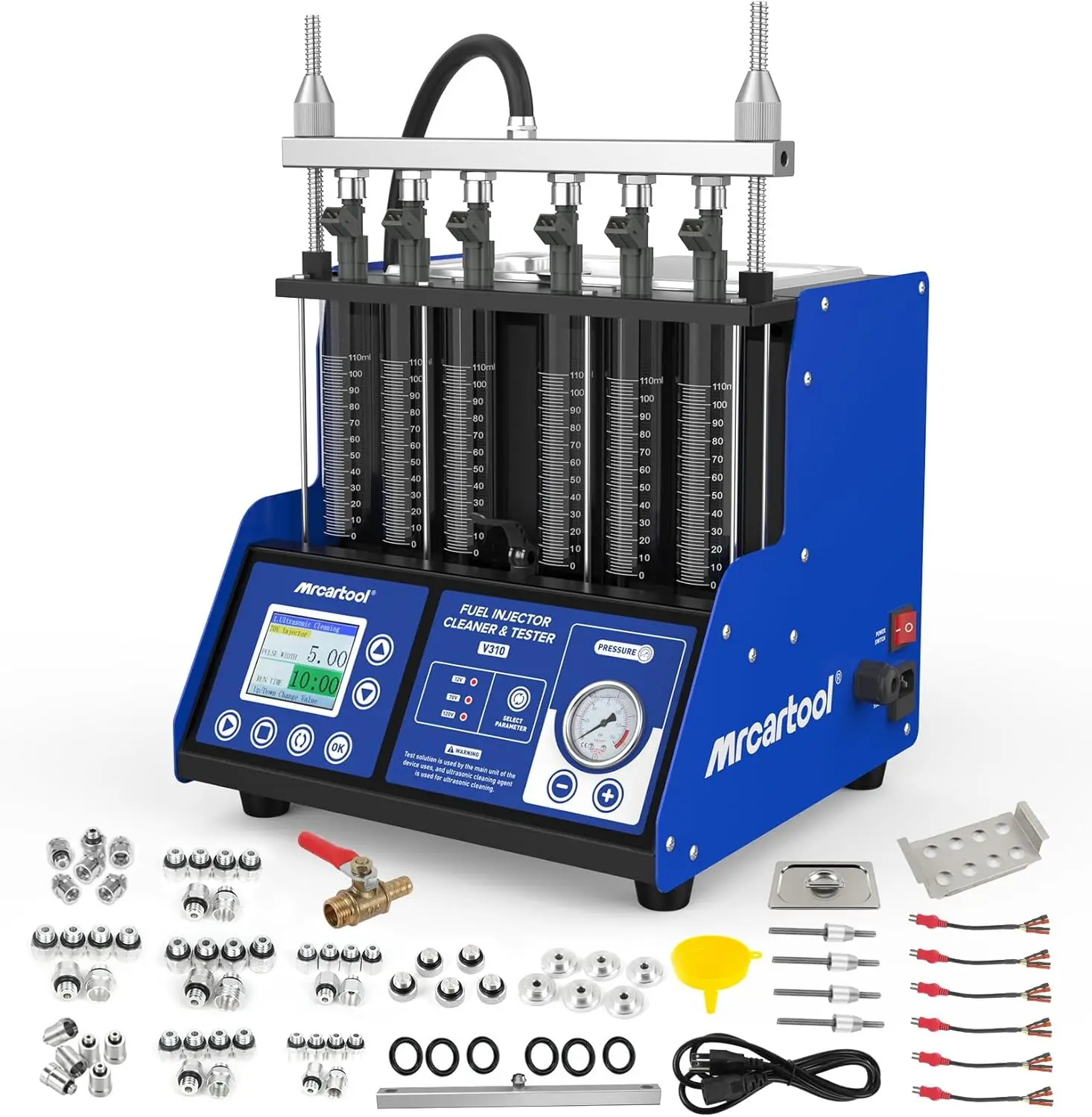 

V310 Fuel Injector Cleaner Tester Machine 110V 220V Fuel Injection System Cleaners with 6 Cylinders Ultrasonic Clean Tool Kit