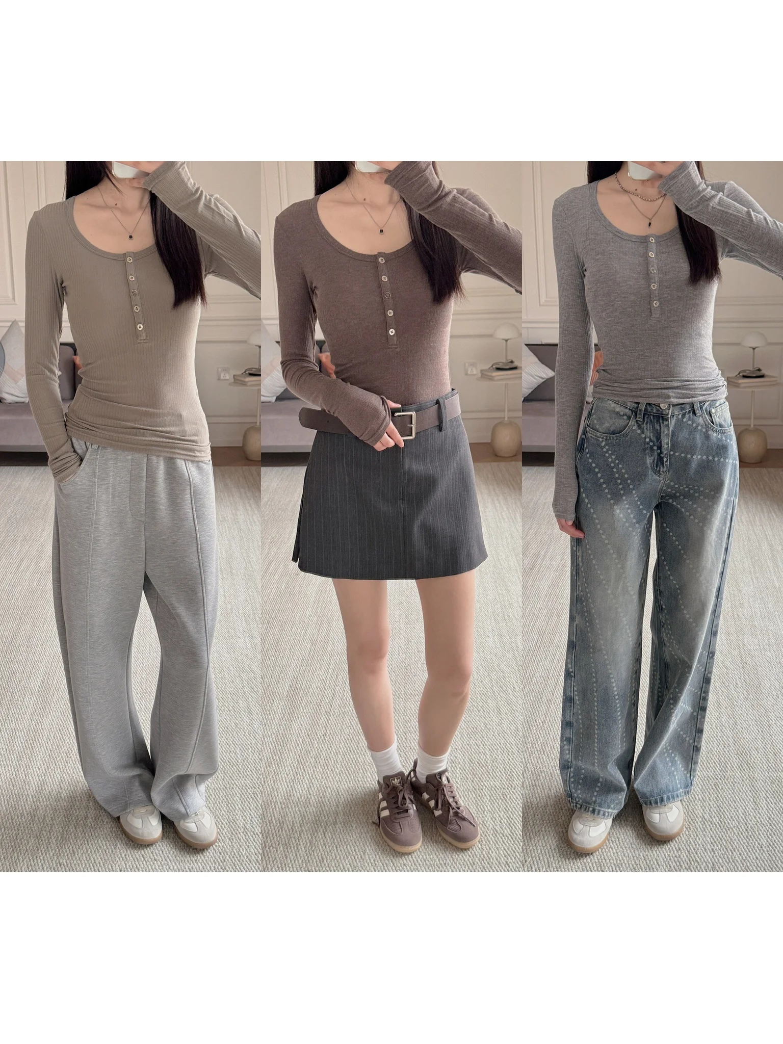 

Мягкая трикотажная футболка с длинным рукавом и воротником хенли из шелковой смеси, с круглым вырезом, в повседневном стиле, весенняя мода для женщин