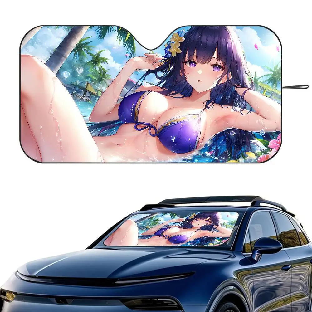 

Сексуальный Genshin Impact автомобильный солнцезащитный козырек на лобовое стекло складной трехслойный изоляционный солнцезащитный козырек от присоски блоки УФ-лучи солнце