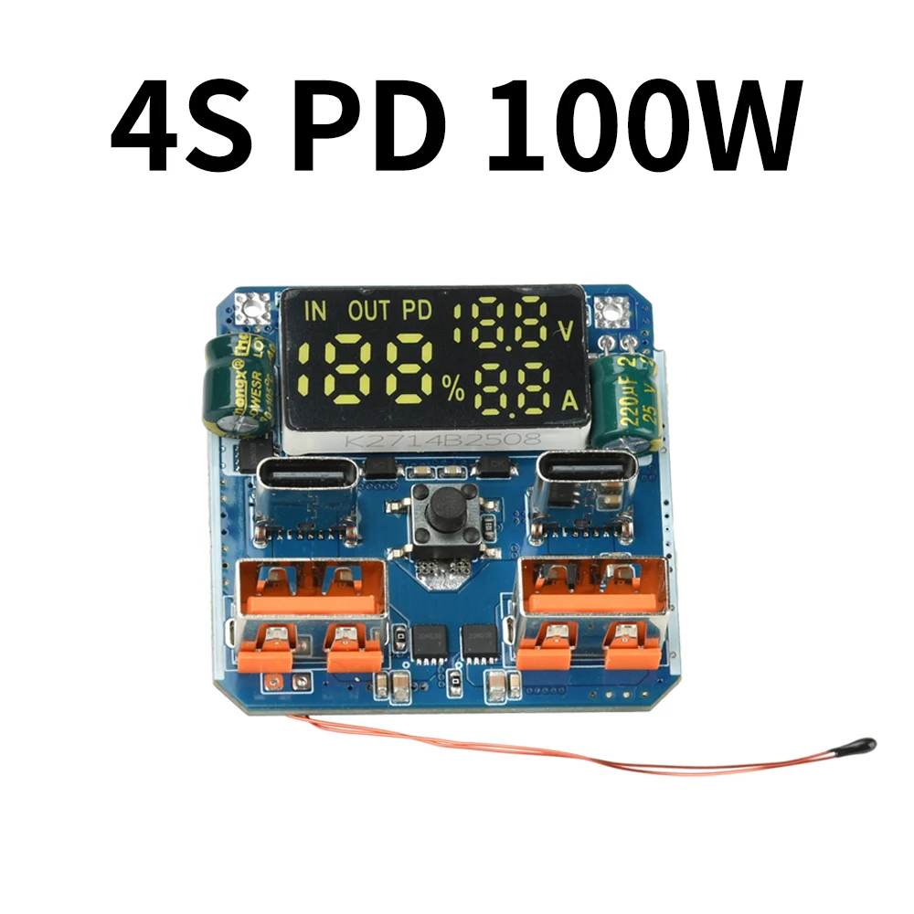 4S 18~100W Adaptives bidirektionales Schnelllademodul Power Bank Mainboard mit Batteriestandsanzeige Thermal Control Protectio