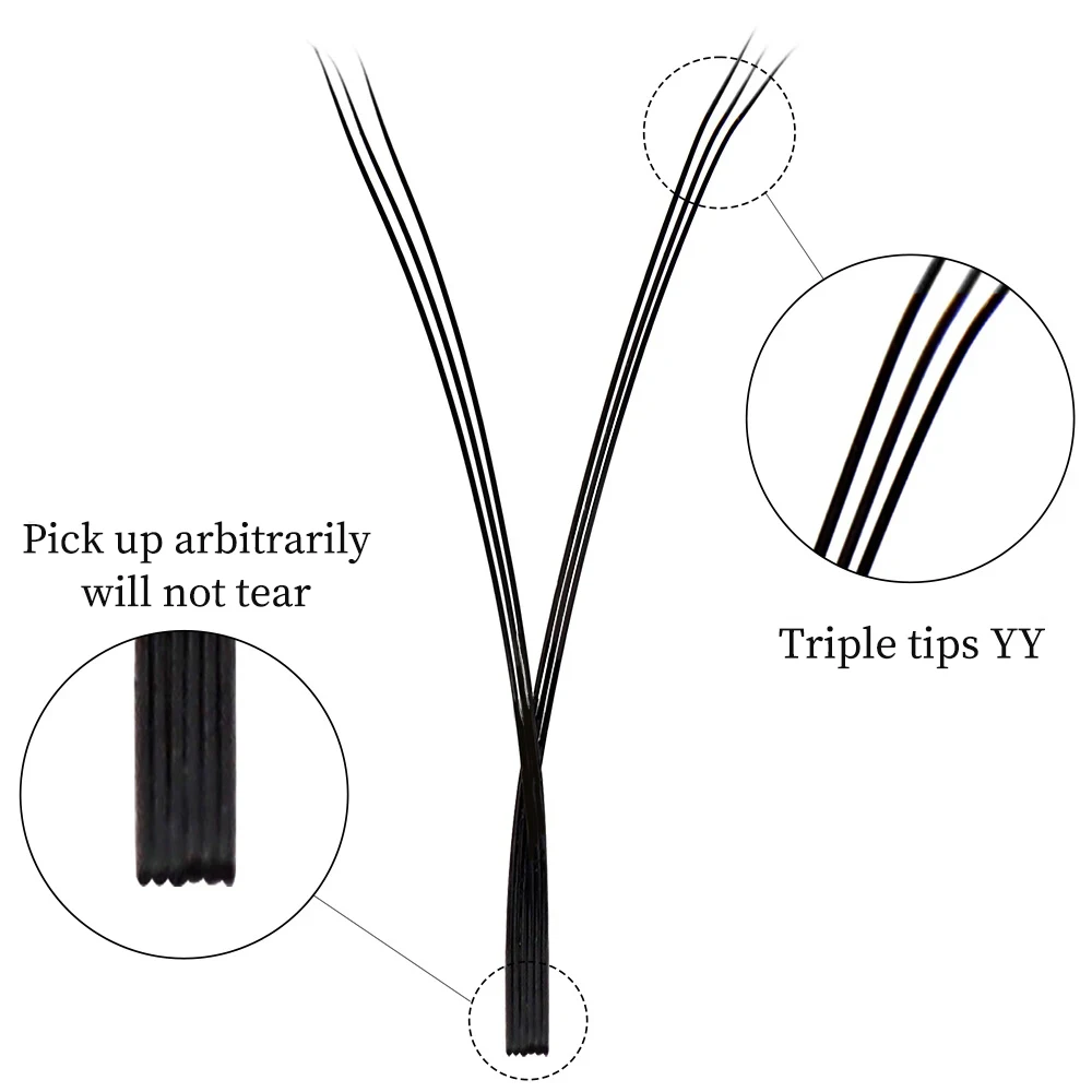 3D Y Lash Extensions Three Split Tips Y Shape Volume Eyelash 3D Faux CIlios Triple YY Eyelash Extensions Premade Fans Lash