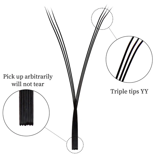 Imagen 2 del producto Extensiones de pestañas 3D Y, tres puntas divididas, volumen en forma de Y, pestañas postizas 3D, extensiones de pestañas Triple YY, pestañas prefabricadas para fanáticos