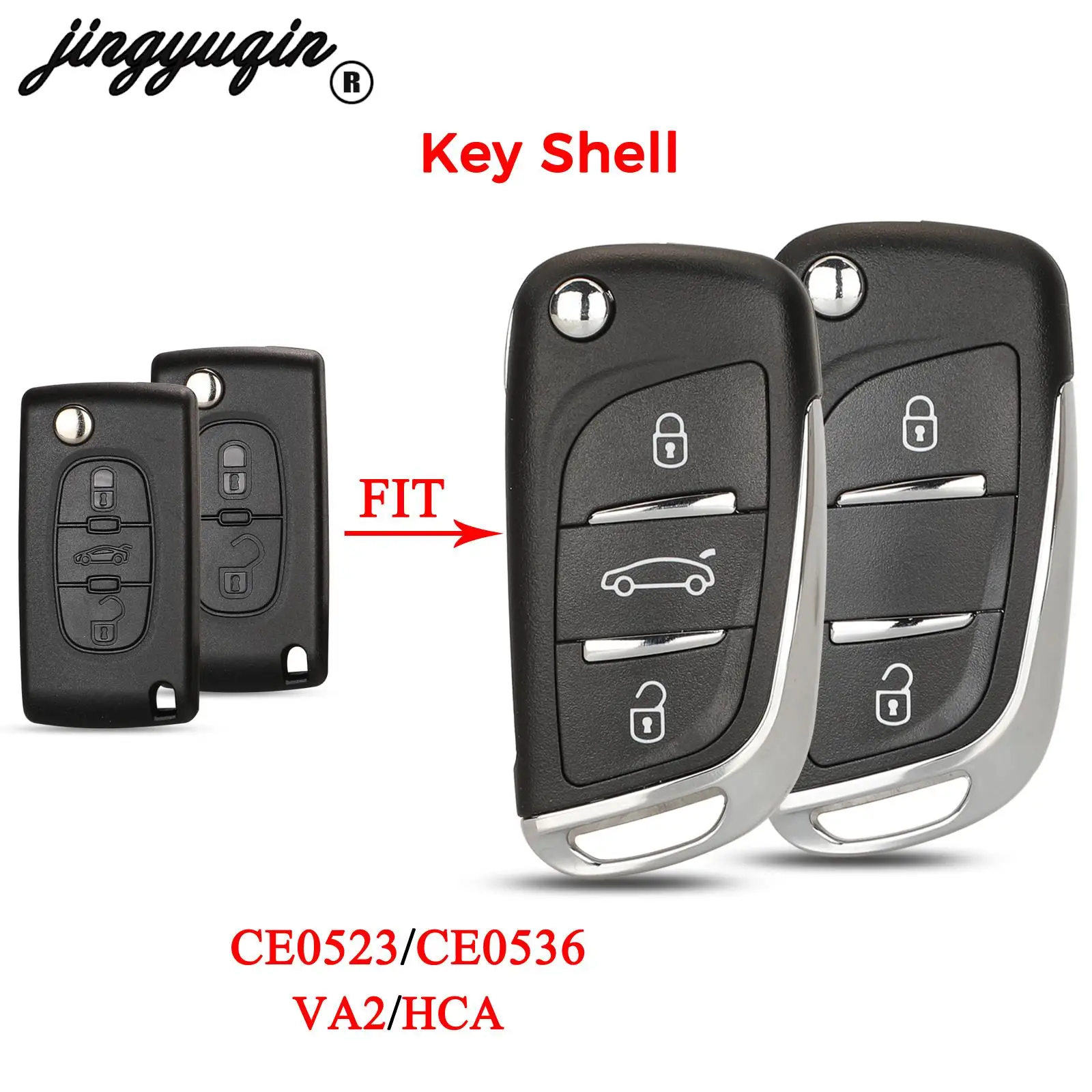 jingyuqin CE0523 CE0536 Folding Key Shell Case for Citroen C5 C4 Hatch Coupe VTR C6 C8 C2 Berlingo Xsara Picasso HCA VA2 Blade