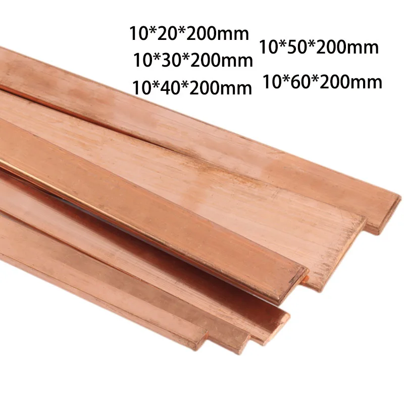 1pcs New 99% Purity Copper Strip Thickness 10mm Metal T2 Copper Bar Plate 20x200mm 30x200mm 40x200mm 50x200mm 60x200mm DIY CNC