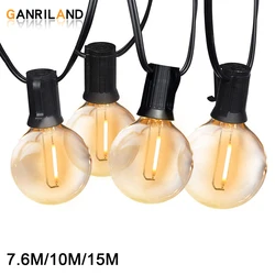 GANRILAND-Cadena de luces LED resistente a la intemperie IP44, colgante conectable, globo G40, Base E12, decoración al aire libre, 25 pies, 33 pies, 50 pies