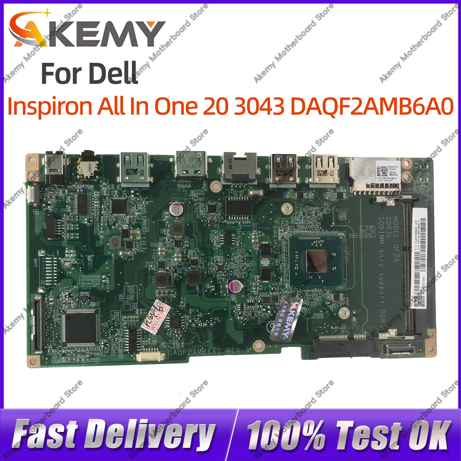 For DELL Inspiron All In One 20 3043 DAQF2AMB6A0 Notebook Motherboard CN-08TF4X 0F65P3 04MV36 N2830 N2840 N3530 Tested OK