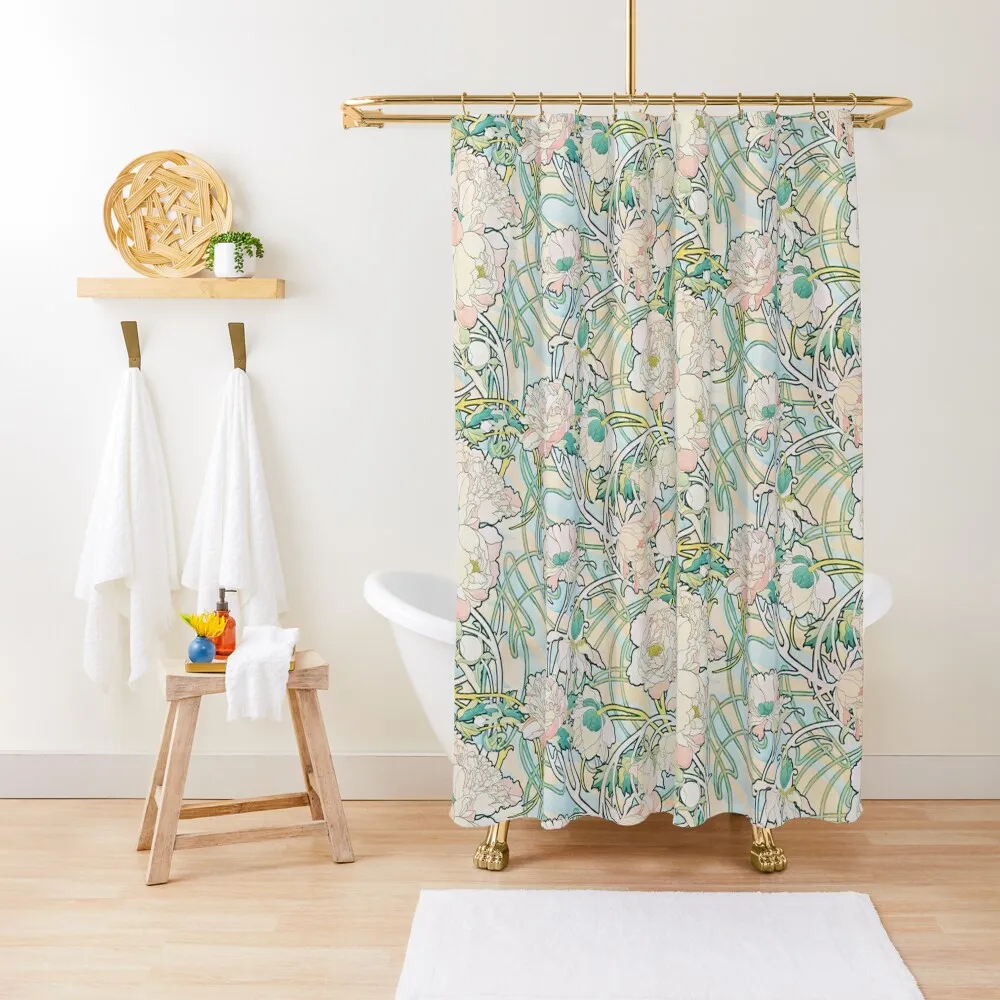 

Mucha - Floral Pattern Shower Curtain Bath Curtain Modern Showers For Bathroom