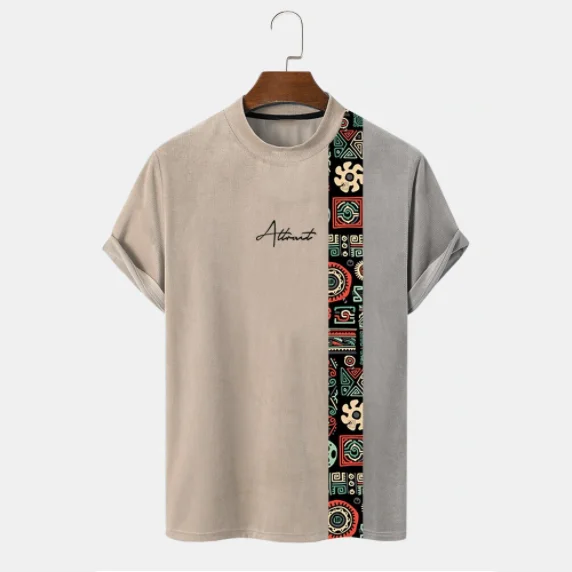 Vintage Totem Graphic Printed Summer Men's O-Neck T-shirt Casual Short Sleeve Oversized Pullover Fashion Streetwear Men Clothing